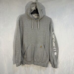 Carhartt Hooded Sweat Parka Pullover Drawstring Hoodie Gray Distress M